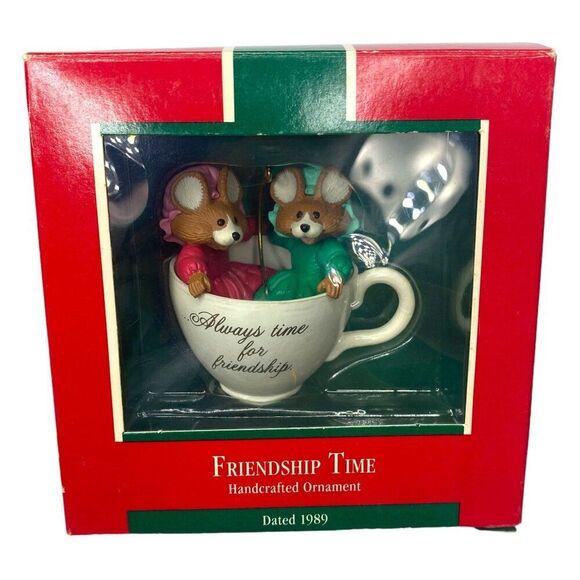 Friendship Time 1989 Hallmark Ornament Teacup Mouse - Picture 1 of 6